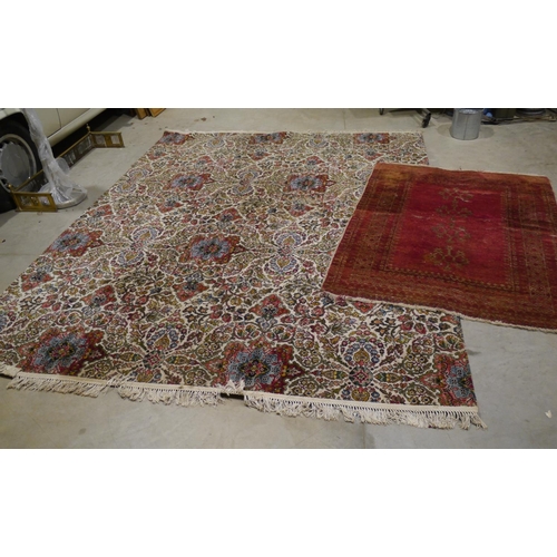 272 - Large floral patterned rug 8x10ft and red patterned rug