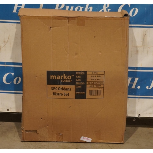 279 - 3 Piece Bistro set. Boxed and new