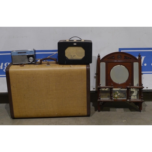 315 - Vintage trunk, Roberts radios and dressing table mirror