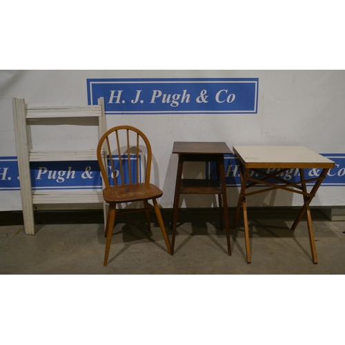 32 - 2 Occasional tables, towel rail and chair