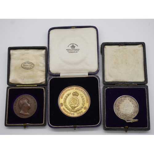 535 - Sir Joseph Banks Royal Horticultural Society medal, Rase centenary celebrations medal 1939 and Heref... 