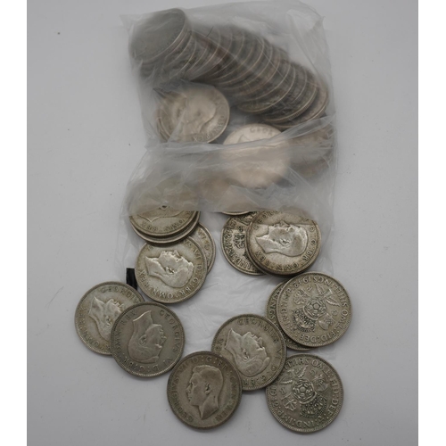 549 - Quantity of George VI two shilling coins dated 1942, approx 445g