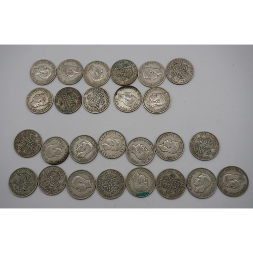 568 - Quantity George VI half crowns dated 1940-41, approx 360g