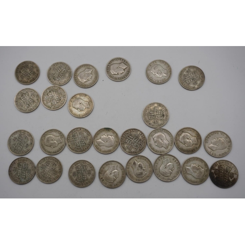 570 - Quantity George VI half crowns dated 1943-44, approx 365g