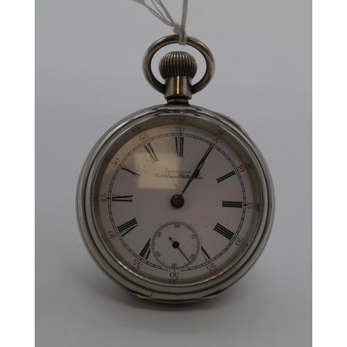 591 - Very good condition. English railway watch with American Waltham movement. Has users number engraved... 