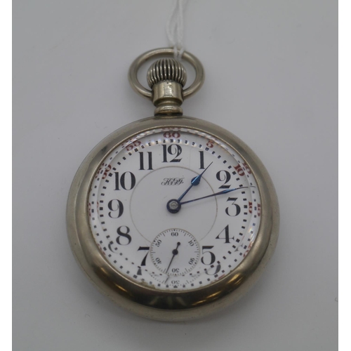 593 - Illinois American watch, railroad grade, 17 jewel, 1909. Lovely condition screw case, special dial, ... 