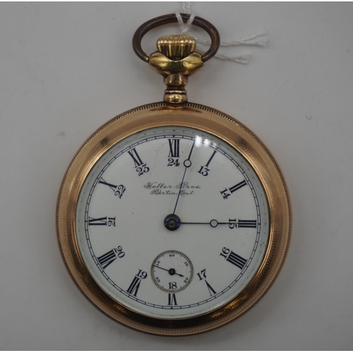 594 - Hampden Dueber Grand beautiful factory adjusted movement, micro regulated. Gold filled case, 24hr di... 