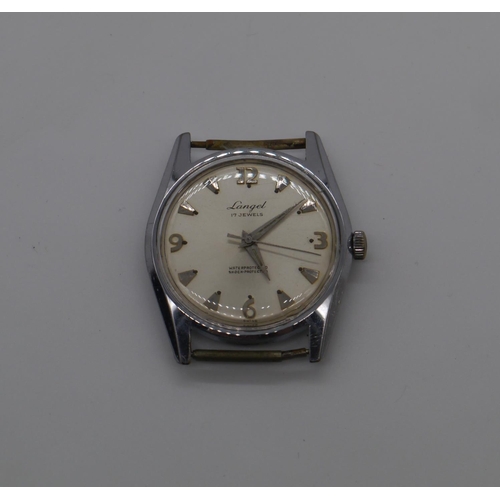 607 - Langel 17 jewel gents wrist watch with no strap