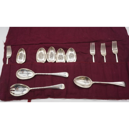 614 - 8 Silver spoons and 4 silver forks Approx 850g