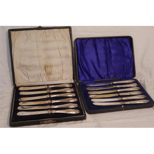 638 - 2 Boxes of 6 silver handled butter knives