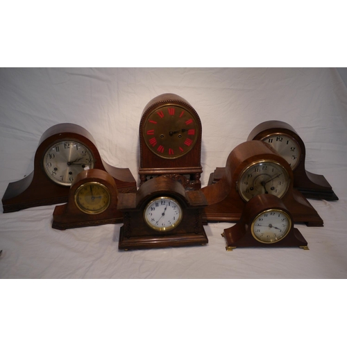 647 - 8 Day Kenzle Westminster chime Napoleon hat clock, 2 wooden Napoleon hat chiming clocks, 1 small Nap... 