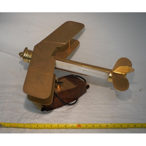 678 - Brass bi-plane desk lamp on metal base