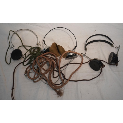 683 - 3 Pairs of old military headphones including Sterling