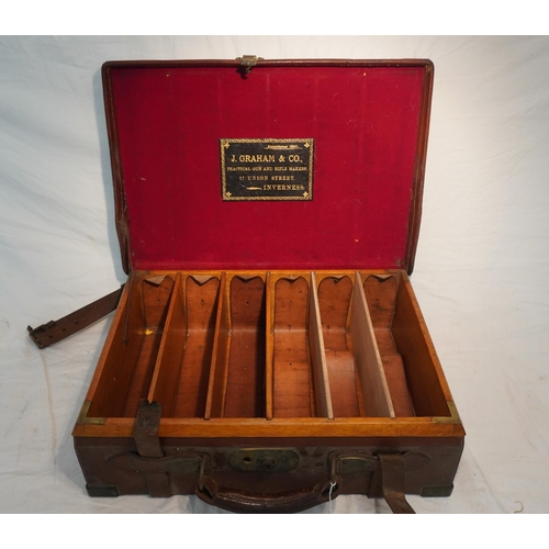 685 - Early shotgun cartridge case, leather with brass corners made by J.Graham & Co, Inverness