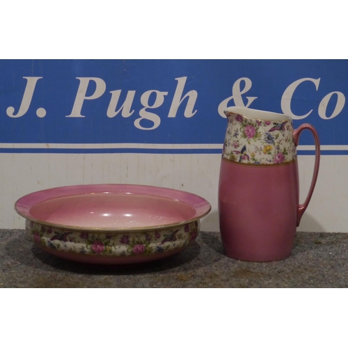 780 - Pink floral chamberware