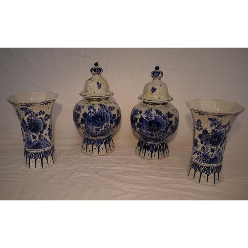 813 - Pair of 1916 Delft breaker vases and pair of 1916 Delft ginger jars