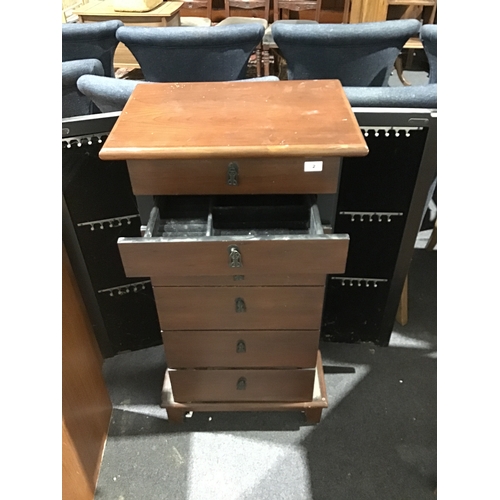 2 - Unusual ladies accessories storage cabinet with mirror and lined drawers