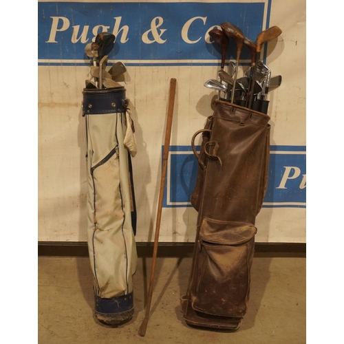 231 - 2 Sets of golf clubs including vintage Hickory Jeeves gold club