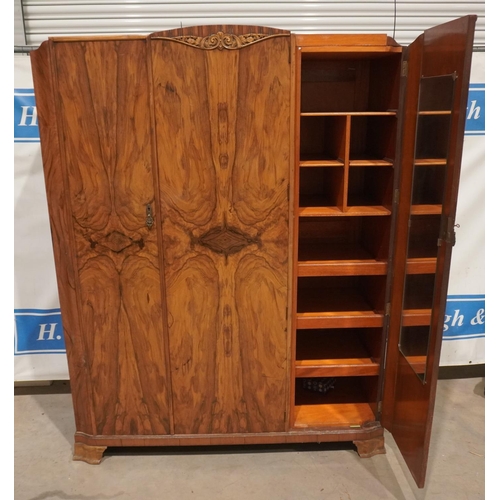 261 - Walnut 3 door wardrobe 77x60