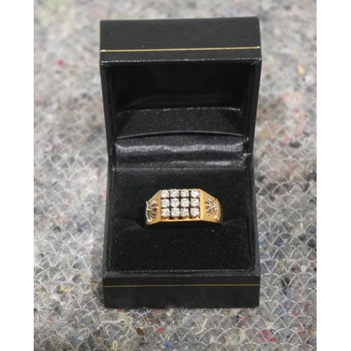 730 - Mens gold and diamond ring