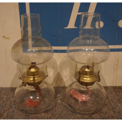 731 - Pair of glass oil lamps