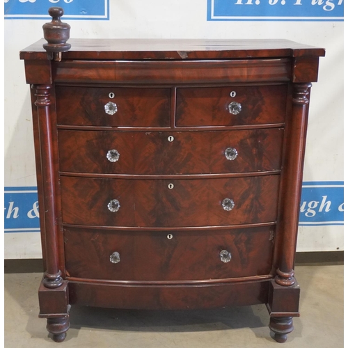 421 - Mahogany chest of 2 short & 3 long graduated drawers A/F 48