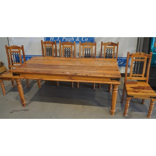 425 - Hardwood table & 6 chairs 71