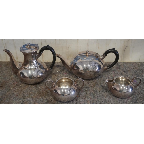 884 - Stainless steel teapot, coffee jug, sugar bowl & cream jug