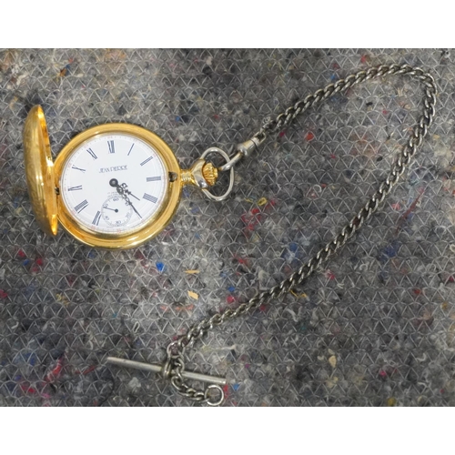 887 - Jean Pierre 17 jewel pocket watch on chain