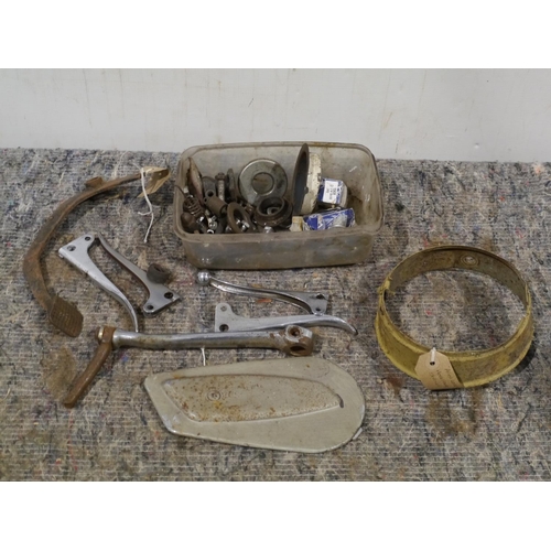 189 - Ariel headlamp inner shroud, fork cover, kickstart brake pedal & other parts