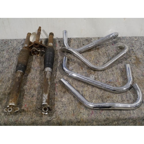 203 - Ariel front forks & 2 pairs of down pipes believed to be British