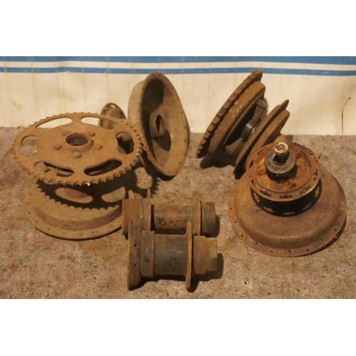 273 - 6 Assorted wheel hubs including Royal Enfield