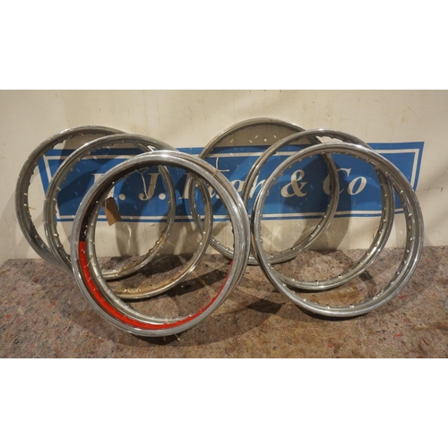 304 - 7 Assorted motorcycle wheel rims