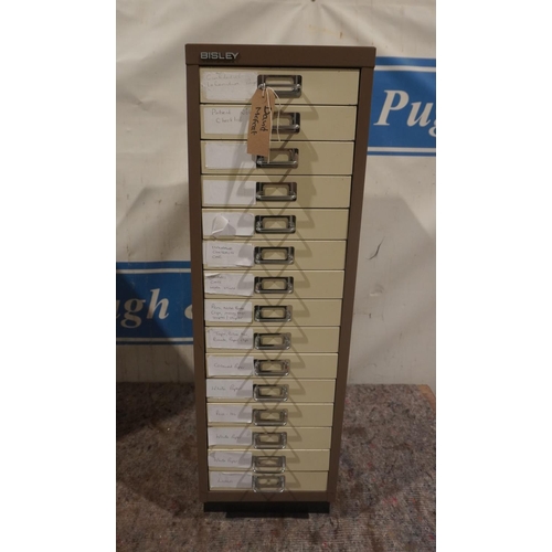 341 - 15 Drawer Bisley metal accessories cabinet