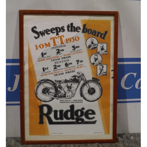 361 - Original Rudge 1930's Isle of Man poster