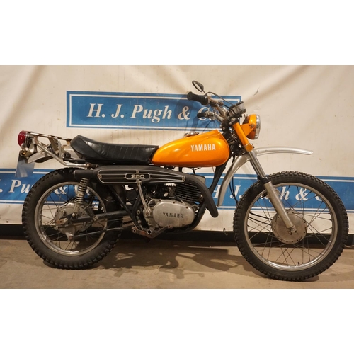 614 - Yamaha DT250 motorcycle. 1972. Matching engine and frame numbers, 9233miles showing. This bike has b... 