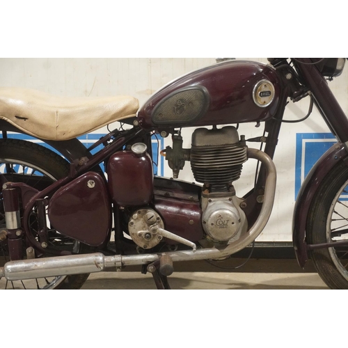 620 - Ariel Colt motorcycle. 1957. 200cc. Frame No- ST2399. Turns over, good project. Reg ROR 696. V5