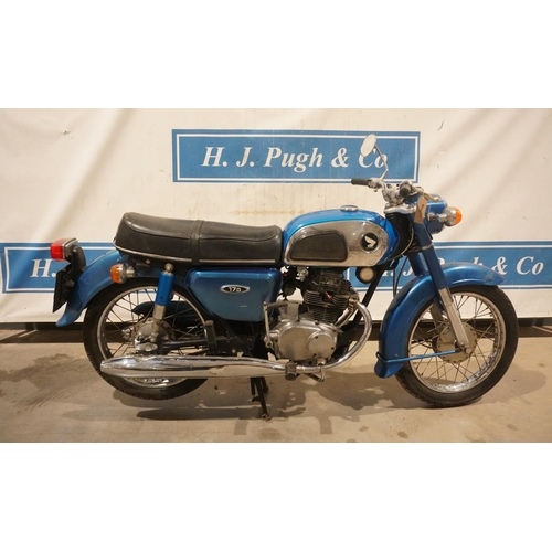 679 - Honda CD175 motorcycle. 1974. New exhaust pipes. Runs. Reg. UHT 223N. V5, key