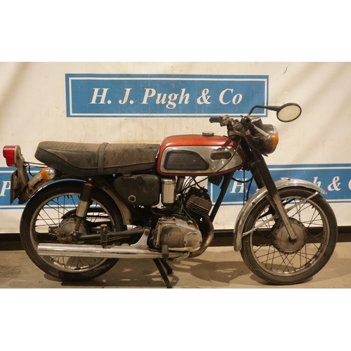 681 - Yamaha AS1 motorcycle. 125cc. Frame no. AS1-034139, Engine no. AS1-018976. Engine turns with good co... 