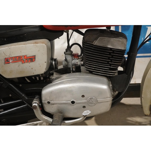 708 - CZ 175 Spot motorcycle. 1971. Original and running. Reg. GAM 119J. V5, key