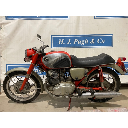 718 - Honda CB77 Motorcycle. 1964. Desirable registration. 305cc. Frame No- CB77100817. c/w lots of histor... 