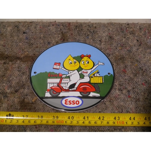 102 - Modern circular enamel sign- Esso 6