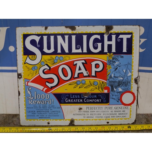 108 - Enamel sign- Sunlight Soap 15x18