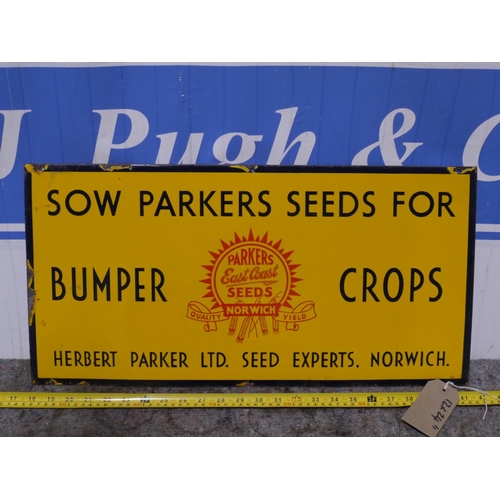 114 - Enamel sign- Parkers Seeds 12x24