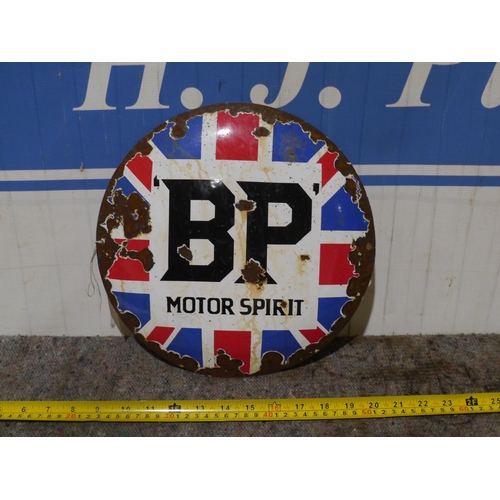 123 - Enamel convex circular sign- BP Motor Spirit 12