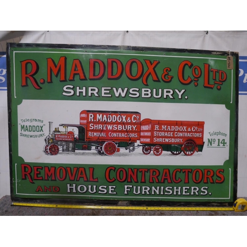 128 - Enamel sign- R.Maddox & Co, Removal Contractors, Shrewsbury 39 1/2x60