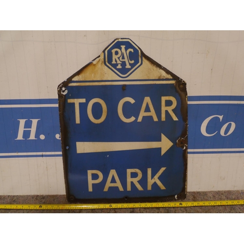 131 - Enamel sign- RAC To Car Park 28x21