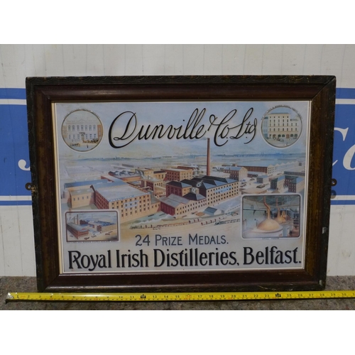 144 - Dunville Distilleries advertising card in frame 26x19