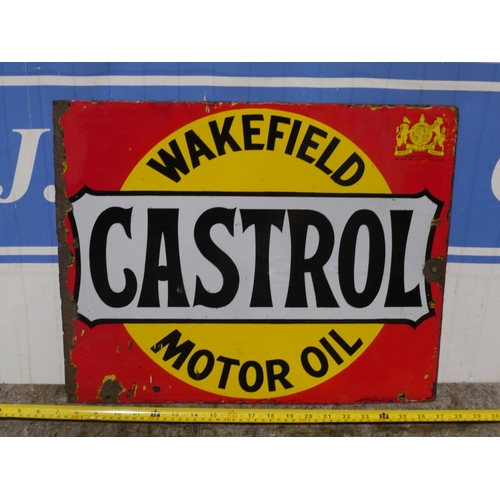 148 - Double sided enamel sign- Wakefield Castrol 20x16