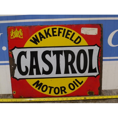 148 - Double sided enamel sign- Wakefield Castrol 20x16